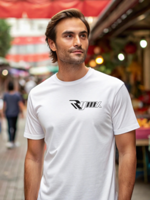 RYMX Men's White Round Neck T-Shirt - 100% Cotton, Short Sleeve, Casual Slim Fit, Breathable